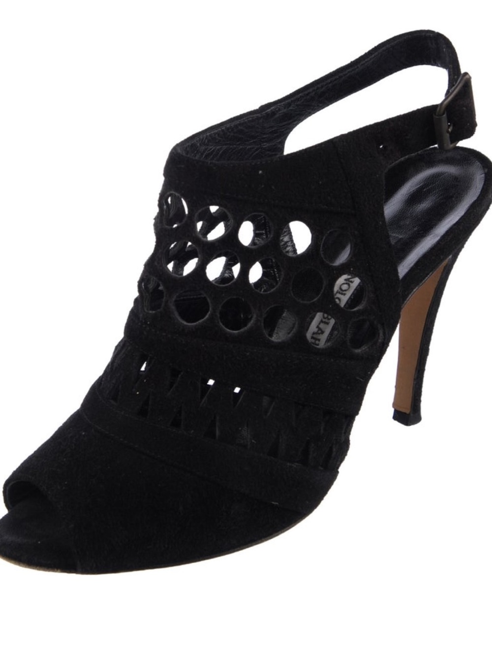 Manolo Blahnik Black Suede Cutout Slingback Heels – EU 37 / US 6.5 - Picture 2 of 5